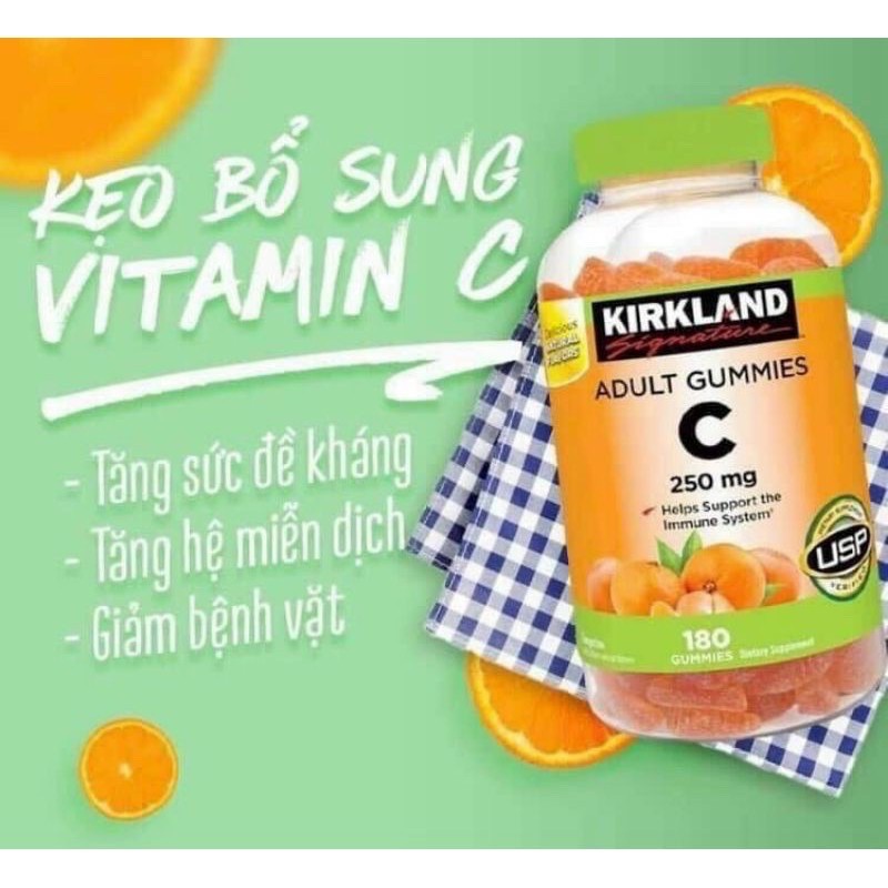 Kẹo dẻo vitamin c 250mg kirkland 180 viên