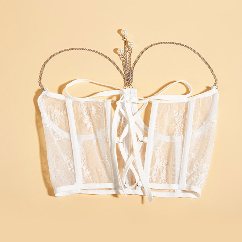 Áo Nịt Ngực Corset Có Chuỗi Ngọc Trai Gợi Cảm Cho Nữ Đi Tiệc Hóa Trang