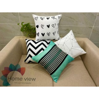 VỎ GỐI SOFA IN HÌNH HỌA TIẾT TRẮNG ĐEN