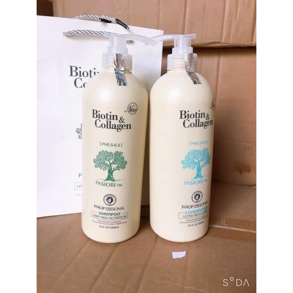 BỘ DẦU GỘI XẢ BIOTIN COLLAGEN TRẮNG  SIÊU MỀM MƯỢT PHỤC HỒI TÓC 1000ML GentsOfficialStore