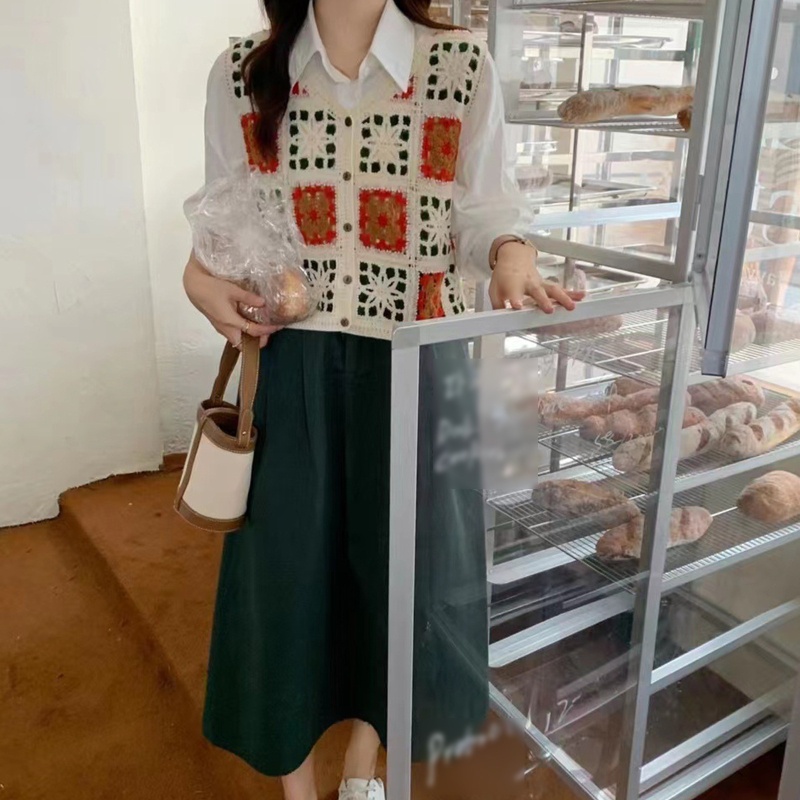 Áo Khoác Dệt Kim Sát Nách Dáng Rộng Cho Nữ