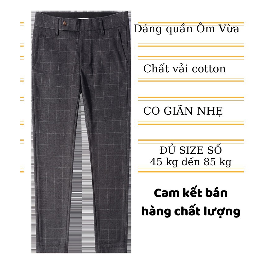 [Nhập THOIHN99 giảm giá] Quần tây nam kẻ caro (ghi xám) dáng côn, vải âu cao cấp chuyên may vest