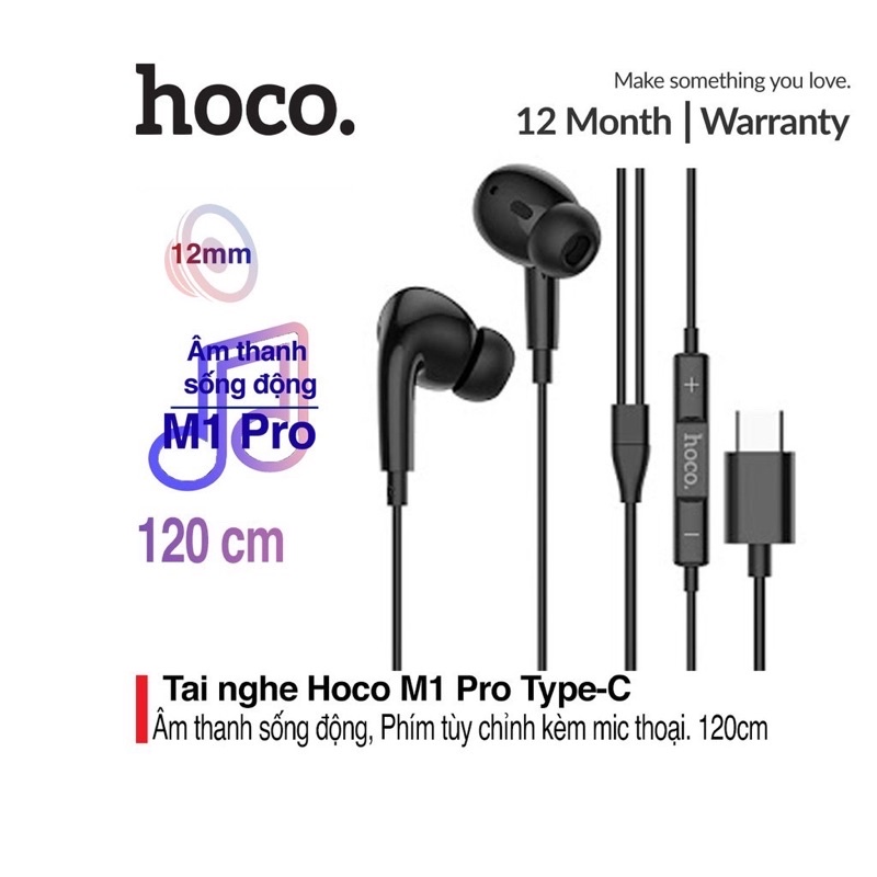 ✔FREESHIP✔Tai nghe Hoco M1 Pro Chan cắm/Jack Type C,chức năng nghe gọi , đàm thoại-Chính Hãng-cho Samsung Oppo Huawie