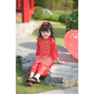 Áo dài Tết cho bé, Áo dài đỏ cho bé gái, áo dài lụa, áo dài bé gái