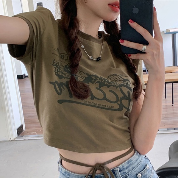 Áo thun SUXI tay ngắn cổ tròn dáng ôm phong cách mùa hè thời trang cổ điển cho nữ