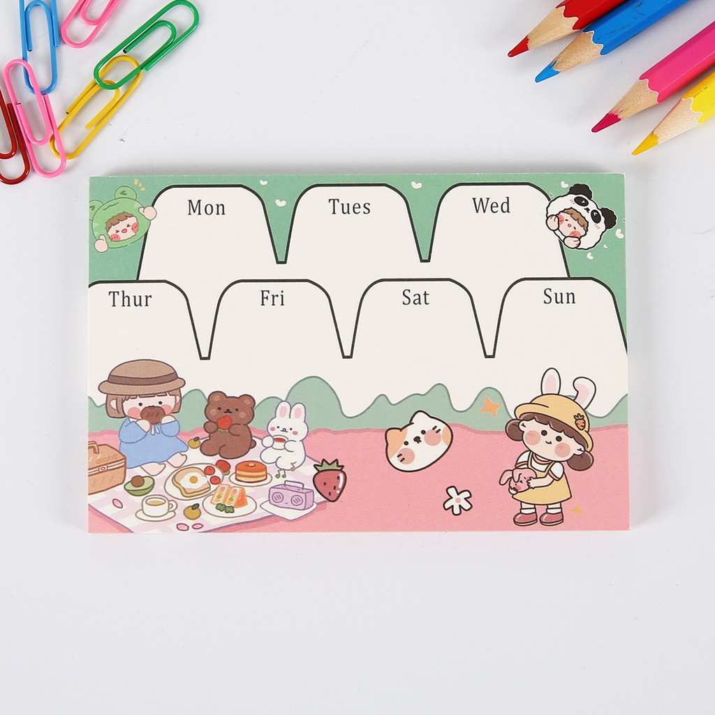 [Hàng mới về] Giấy note hoạt hình nhiều mẫu Cô gái dễ thương - Giấy ghi nhớ thời khóa biểu cute
