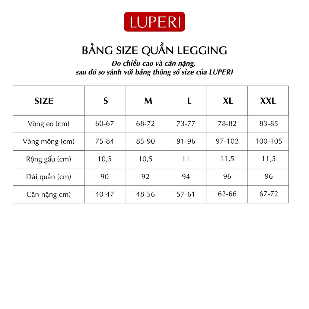 Quần Legging Nâng Mông Cạp Cao LUPERI chất vải làm mát tự nhiên co giãn tốt không bai không xù không cắn chỉ LP59