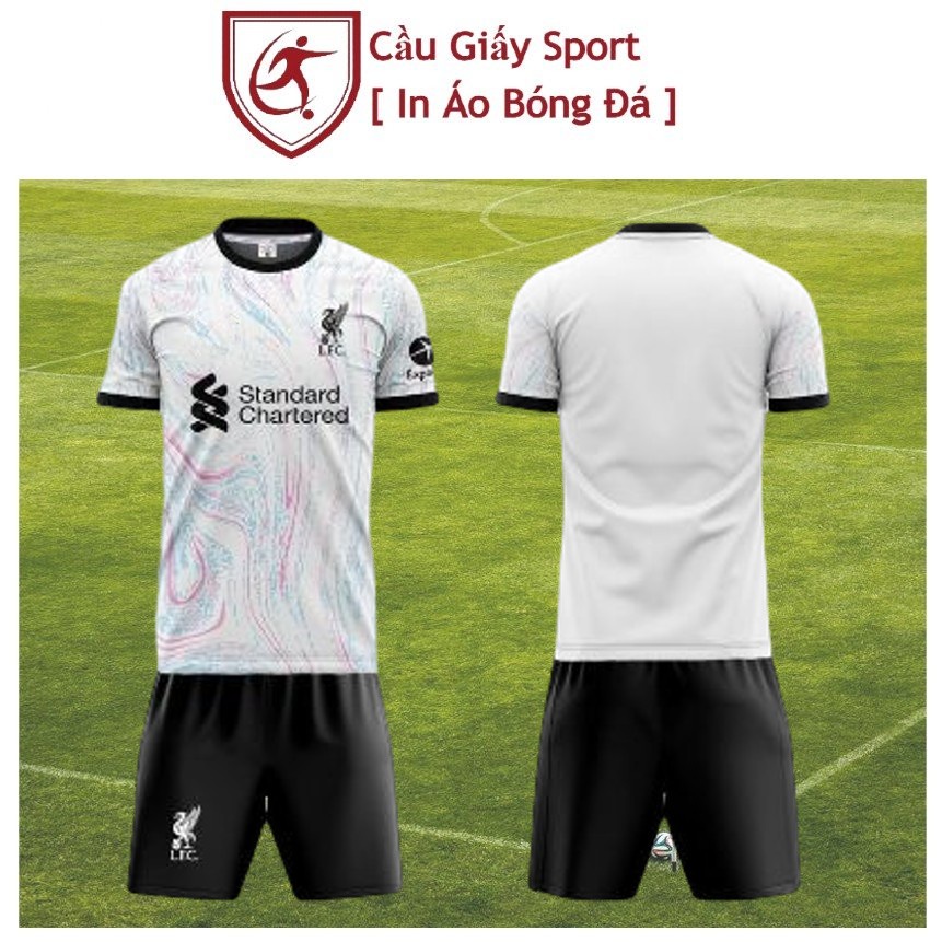 Bộ Quần Áo Bóng Đá Liverpool Trắng Thun Thái