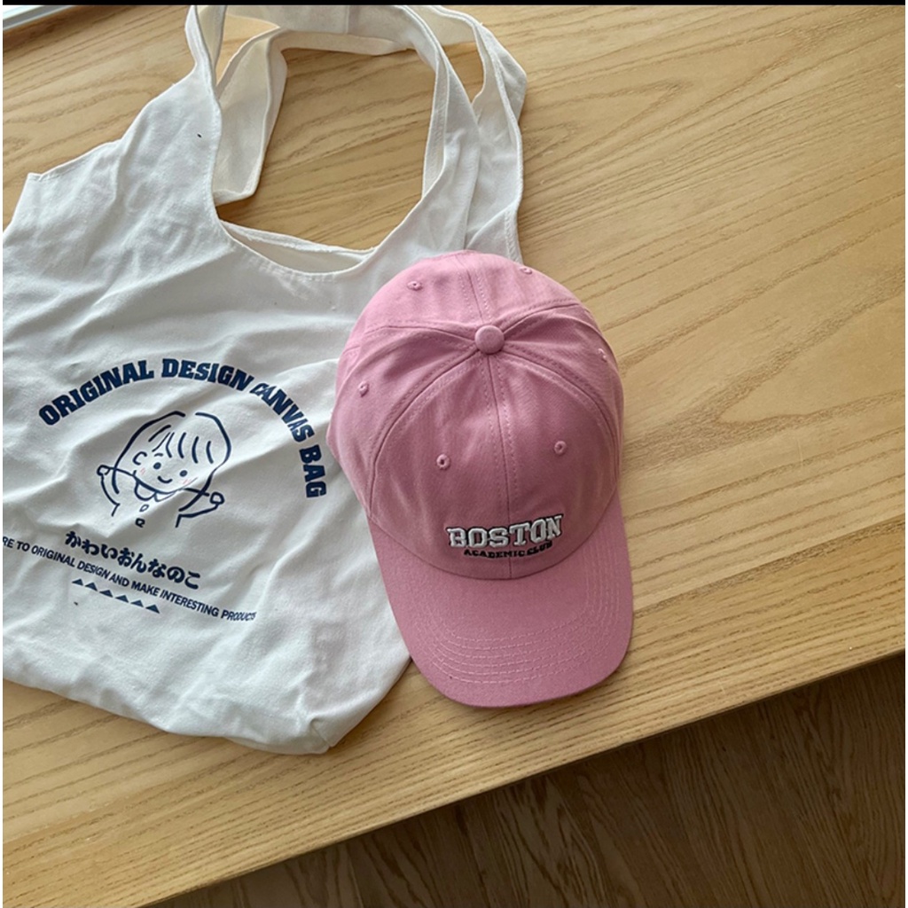 Mũ Lưỡi Trai Thêu Chữ Boston Dành Cho Nam Và Nữ Vải Cotton Thời Trang