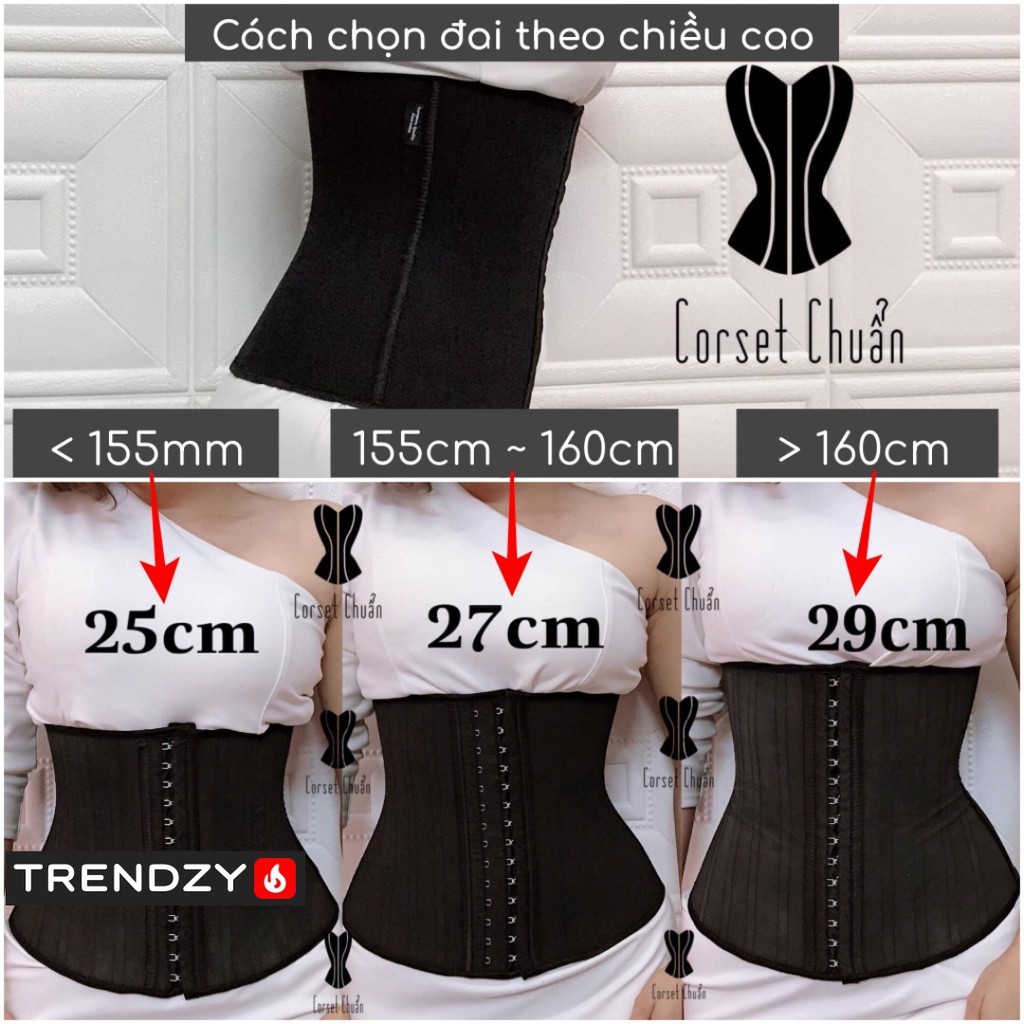 Đai, Gen nịt bụng latex 25 Xương Định Hình Eo Thon Mở Hông Dáng Chuẩn