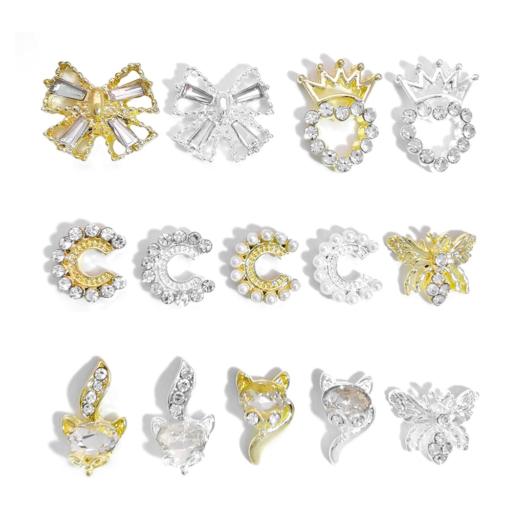 Phụ Kiện Trang Trí Móng Tay 3D Bằng Hợp Kim Chống Phai Màu Thiết Kế Ngọc Trai Sáng Tạo