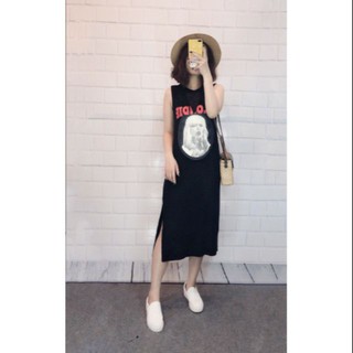 Đầm midi sát nách