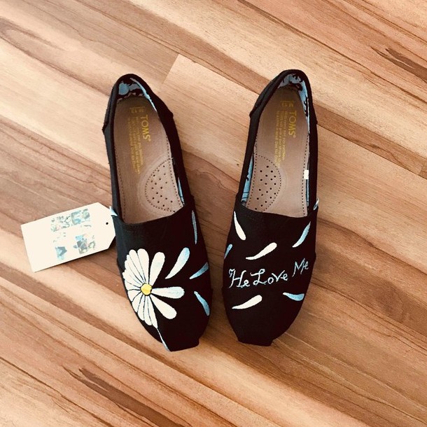 Giày toms bông hoa FLOWERS 2020 ĐEN, BLACK