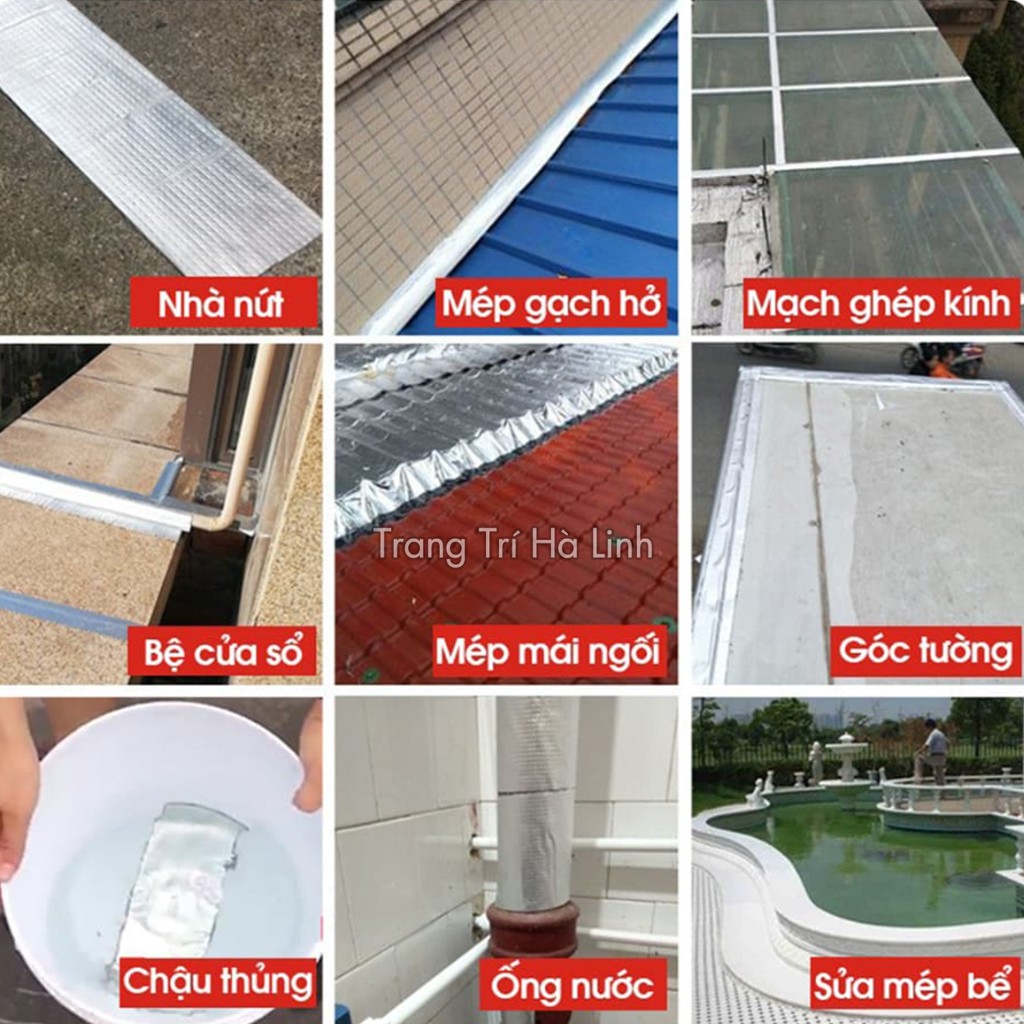 Băng keo chống thấm, chống dột khổ 10cm siêu dính dùng dán ống nước rò rỉ, tường nứt