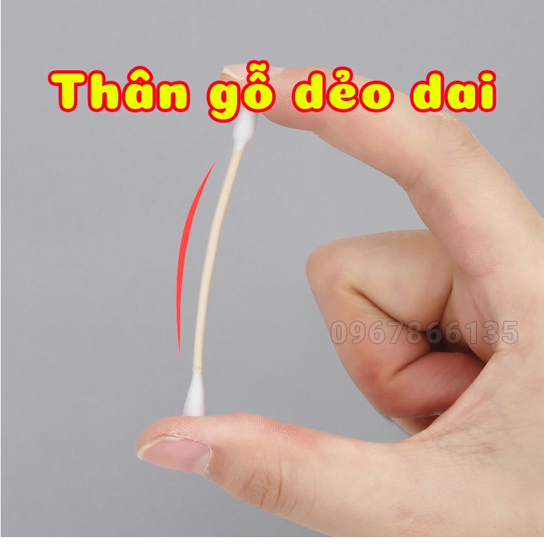 Tăm Bông Thân Gỗ Thân Thiện Với Môi Trường – Hộp 100 Cái