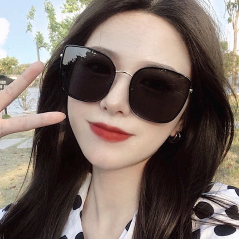 Kính Chống Nắng Gọng Kim Loại Lớn Chống Tia UV Phong Cách Hàn Quốc Thời Trang Cho Nữ