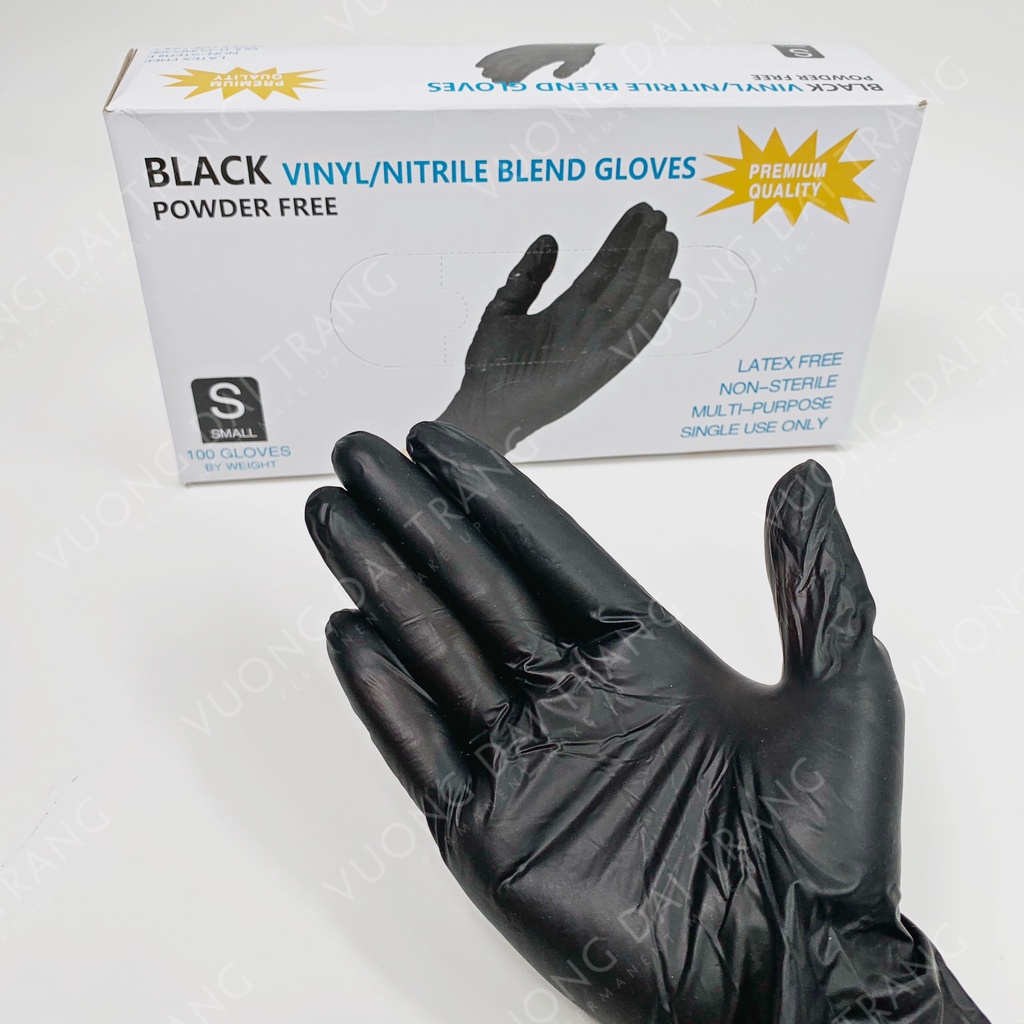 Găng tay y tế đen - Black vinyl/nitrile blend gloves