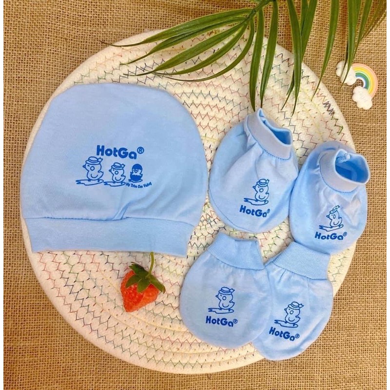 Set mũ bao tay bao chân Hột gà cho bé sơ sinh 0-3 tháng