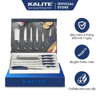 Bộ dao kéo nhà bếp 6 món Kalite KL 190, dụng cụ thái lát Inox cao cấp