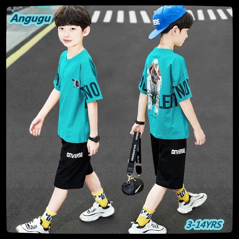Set 2 Món Áo Thun + Quần Short Thời Trang Hàn Quốc Chất Lượng Cao Cho Bé Trai 3-4 - 5-6 - 7-8 - 9-10 - 11-12 Tuổi 2022 Mới