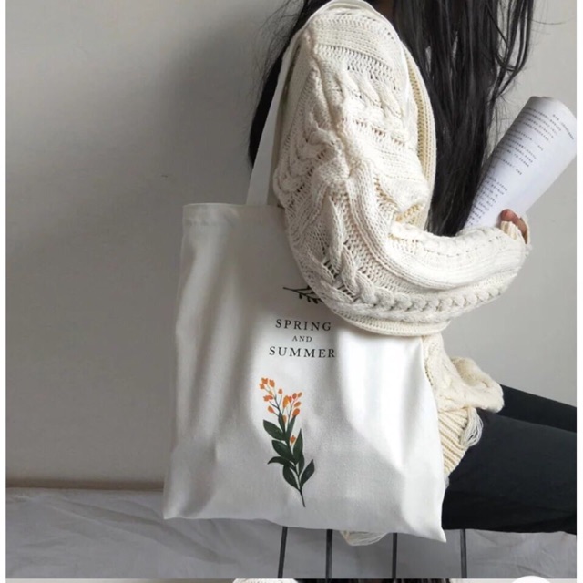 TÚI TOTE VẢI CANVAS ĐEO VAI SPRING SUMMER(CÓ KHOÁ MIỆNG)