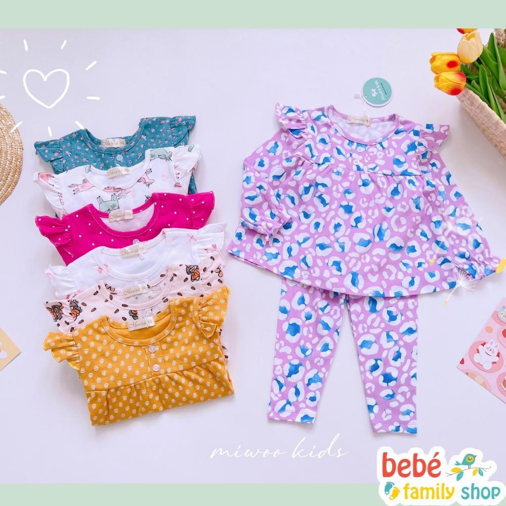 Đồ bộ cho bé gái dài tay Miwoo đồ ngủ bé gái 1 2 3 4 5 tuổi - SGDB
