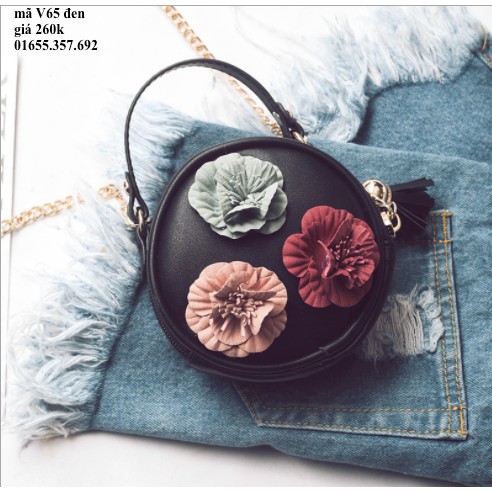 Túi đeo chéo hoa trà, túi xách mini hoa nổi họa tiết dễ thương