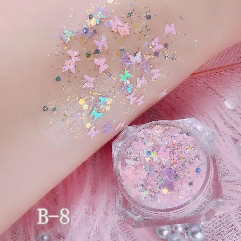(Loại Đặc Biệt) Bướm - NHŨ MẮT KIM TUYẾT KIRA GLITTER SẴN KEO