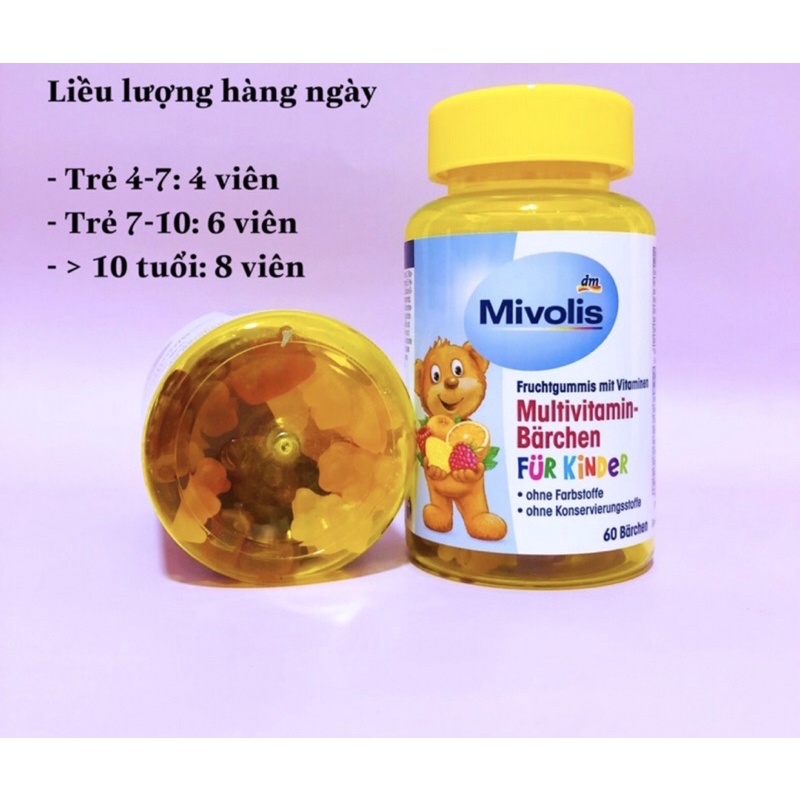 Kẹo gấu bổ sung vitamin tổng hợp cho trẻ  , Mivolis , vị trái cây