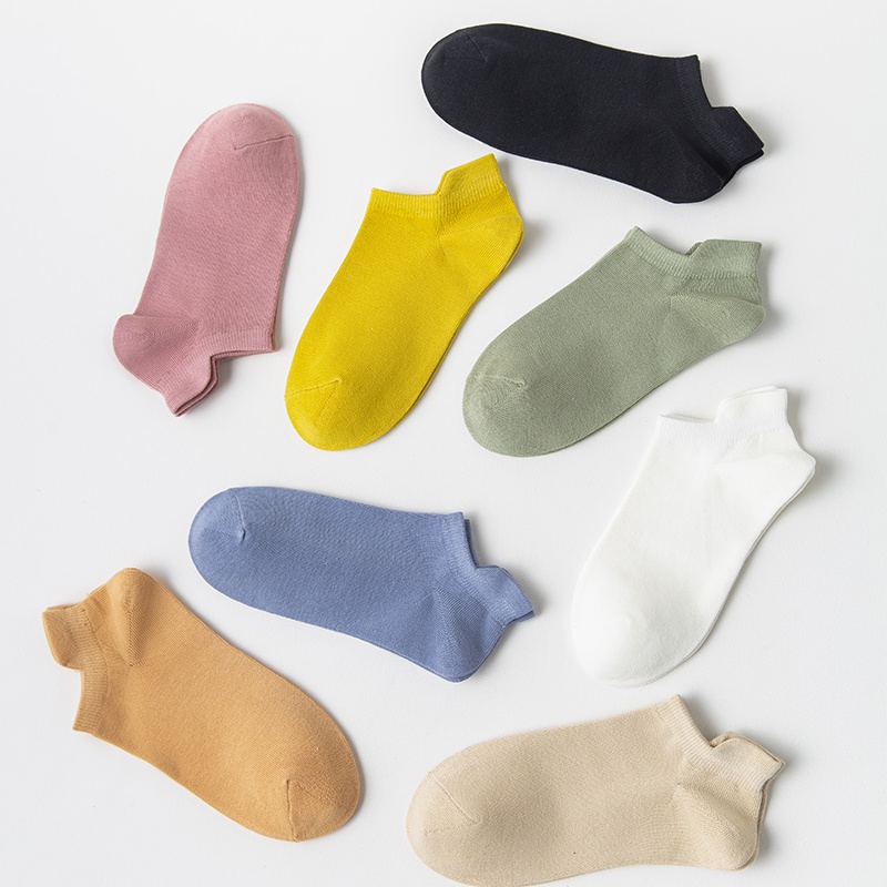 Summer Women Low top Socks Plain 100% Cotton Non-slip Female Casual Invisible Socks Elastic Slipper Socks