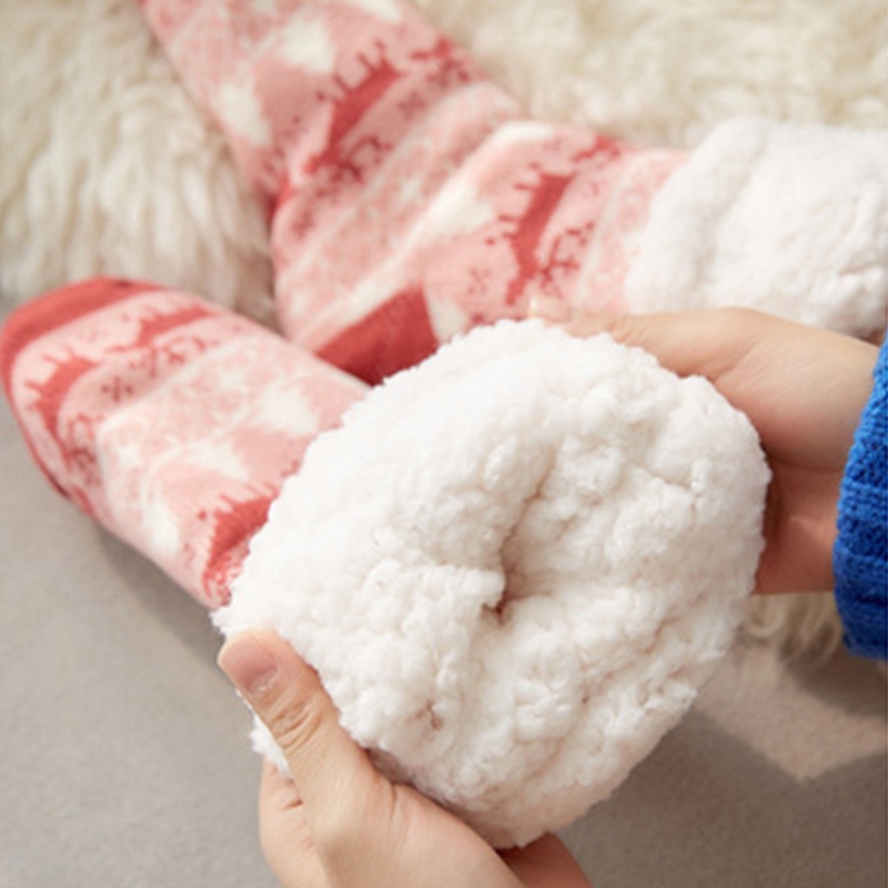 Xiangbao Vớ Lông Cừu Lót Xù In Hình Trái Tim Tuần Lộc Giáng Sinh Cho Nữ Wa