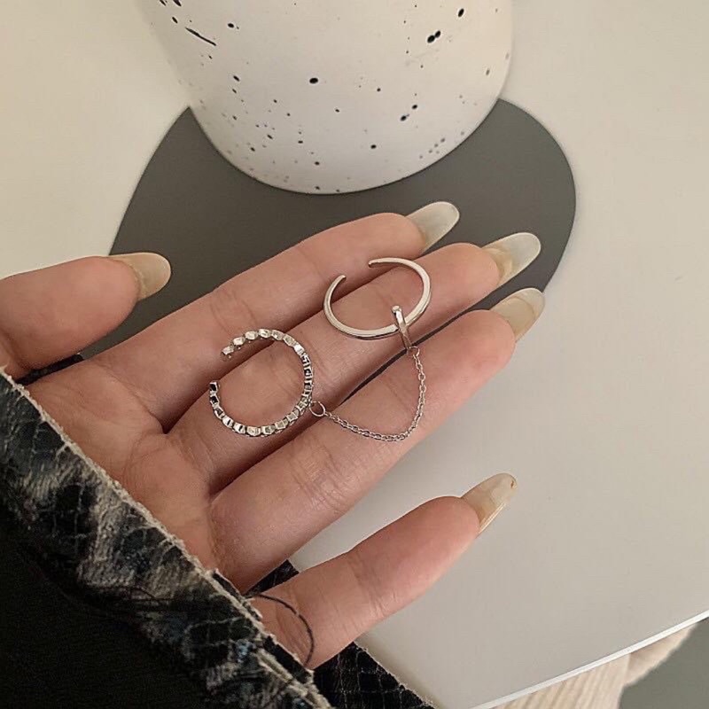 Nhẫn Bạc thời trang, Phong cách mới lạ mua 1 được 2 Cá tính thu hút ánh nhìn   Mainomi Shop Bạc Xinh