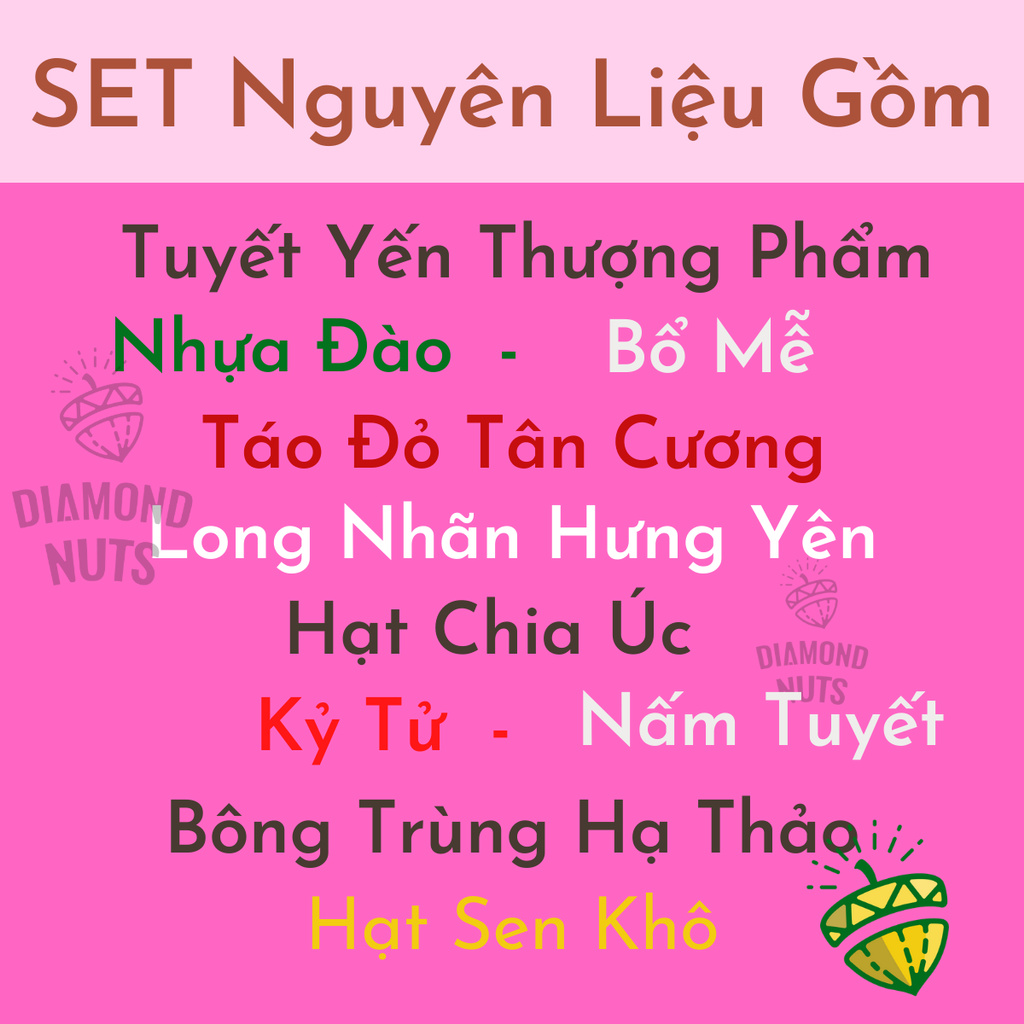 Chè Tuyết Yến Dưỡng Nhan SET Nấu 25-30 Chén - Thượng Phẩm Nhựa Đào Ngon - Bếp Của Diamond Nuts | BigBuy360 - bigbuy360.vn