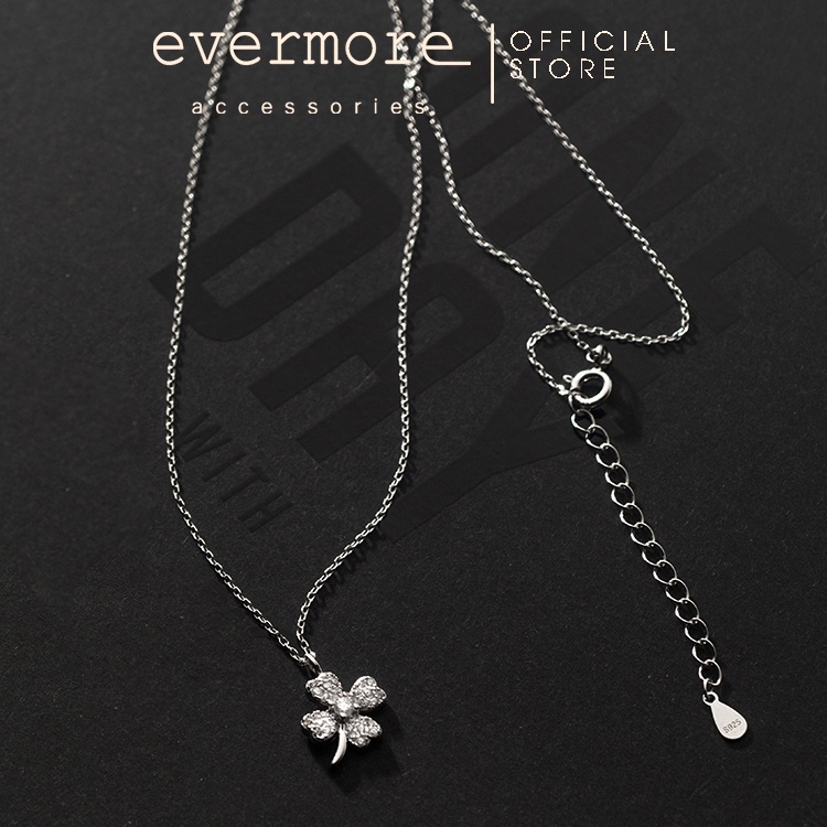 Dây chuyền bạc EVERMORE, vòng cổ cỏ 4 lá may mắn bạc ý 925, phong cách thanh lịch, minimalism - D035