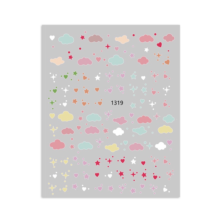 Miếng Dán Trang Trí Móng Tay Siêu Mỏng Họa Tiết Đám Mây / Trái Tim 3D