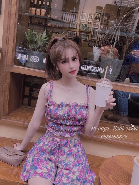 BÁN SỈ SET HOA 2 DÂY CRT QUẦN GIẢ VÁY