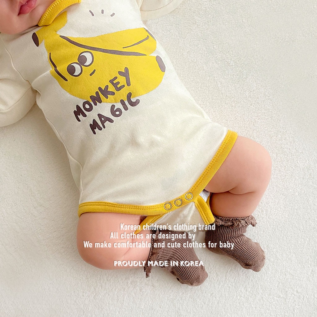 Áo Liền Quần Có Nón In Họa Tiết Trái Chuối Mùa Thu Cho Bé 0-24 Tháng Tuổi