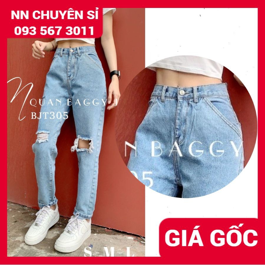 QUẦN BAGGY JEAN RÁCH BJT305 ⚡ẢNH THẬT⚡ QUẦN BAGGY 9 TẤC ⚡ QUẦN JEAN NỮ