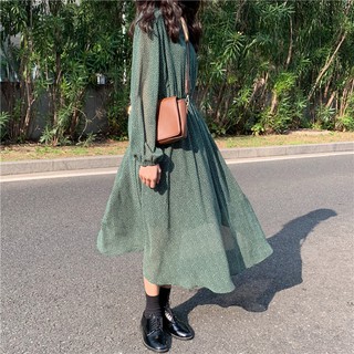 Đầm Vintage dài họa tiết chấm bi CIRINO