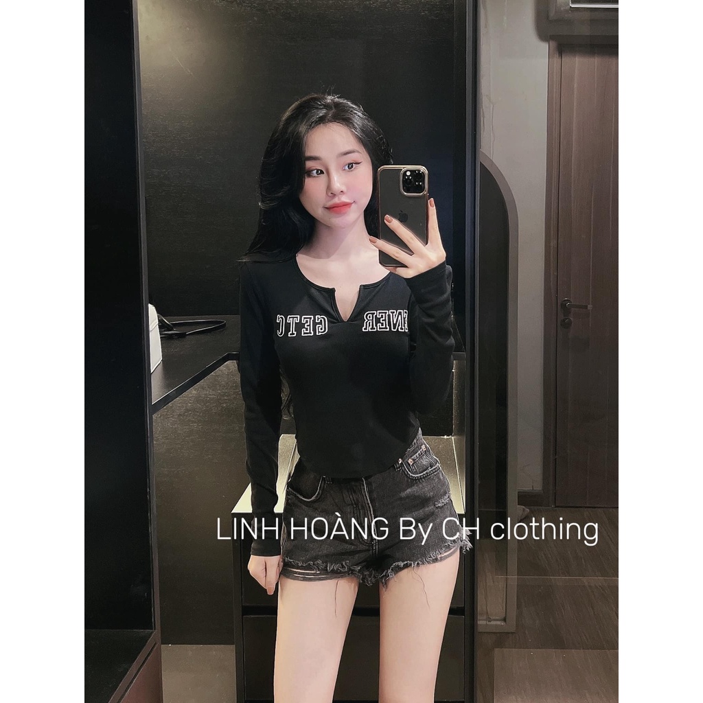 ÁO thun dài tay thêu chữ 5 màu