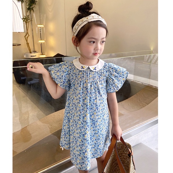 VT33 Size90-130 (12-30kg) Váy đầm bé gái (Đầm suông cánh sen ngắn tay) Thời trang trẻ Em hàng quảng châu