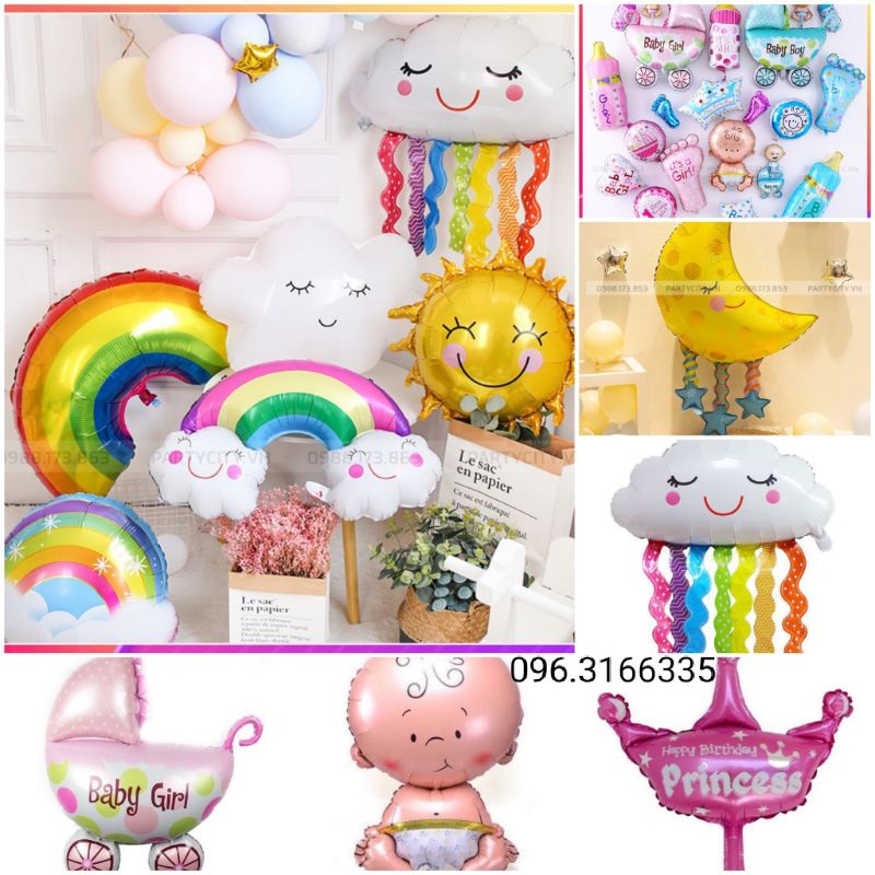 Tổng hợp các hình mặt trăng , đám mây, mặt trời, BÓNG TRÂU,dành cho bé trai ,bé gái,tiệc thôi nôi,trang trí sinh nhật