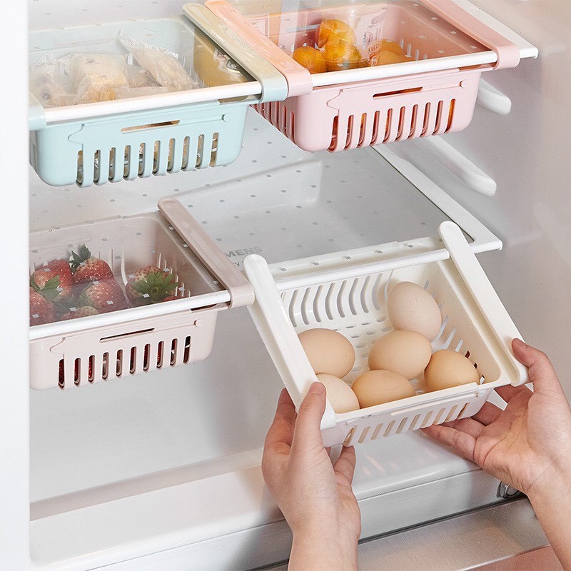 Khay nhựa kéo co dãn đựng thức ăn tủ lạnh đa sắc