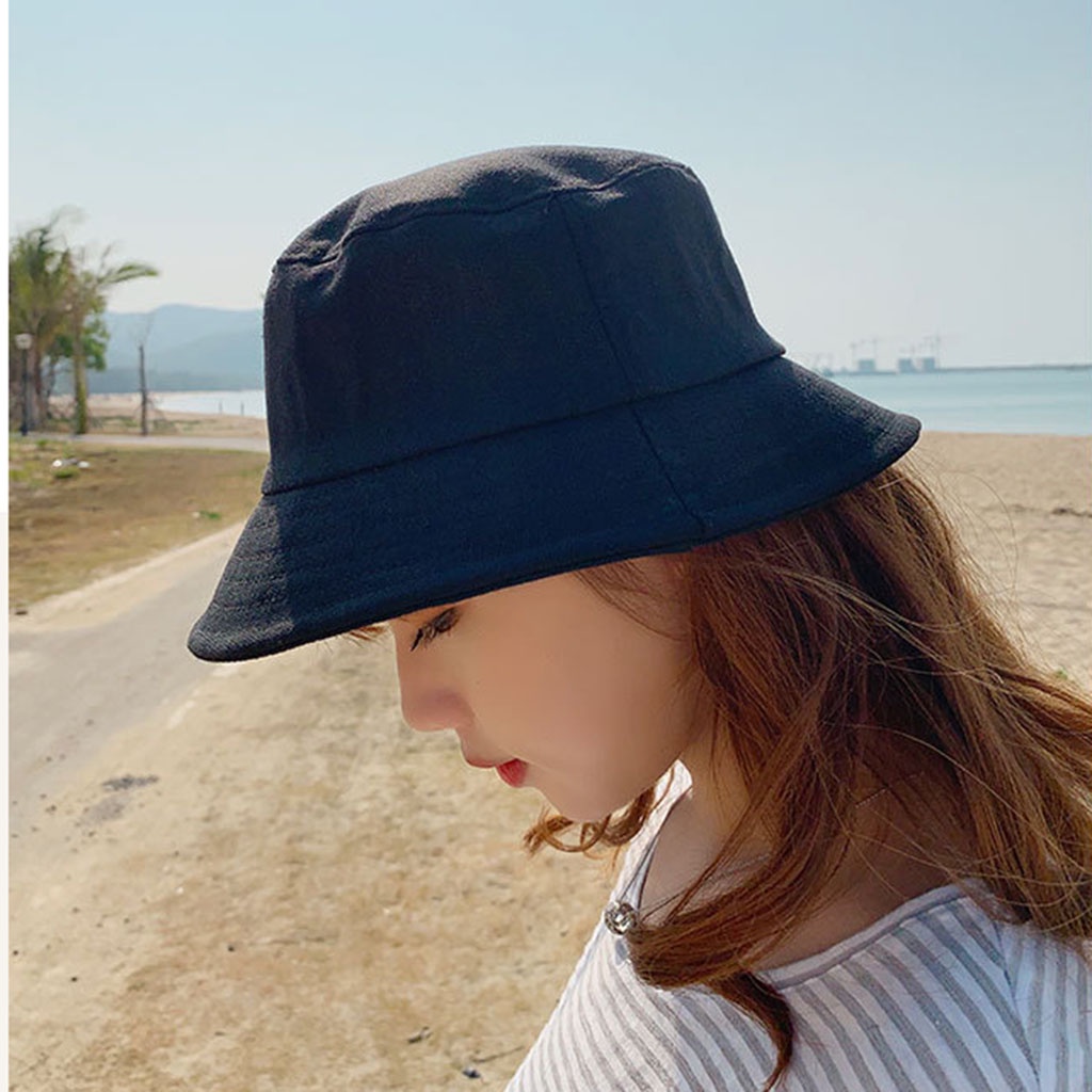 NÓN BUCKET TRƠN CHỐNG NẮNG CÁ TÍNH, MŨ TAI BÈO ĐEN TRƠN UNISEX MÙA HÈ