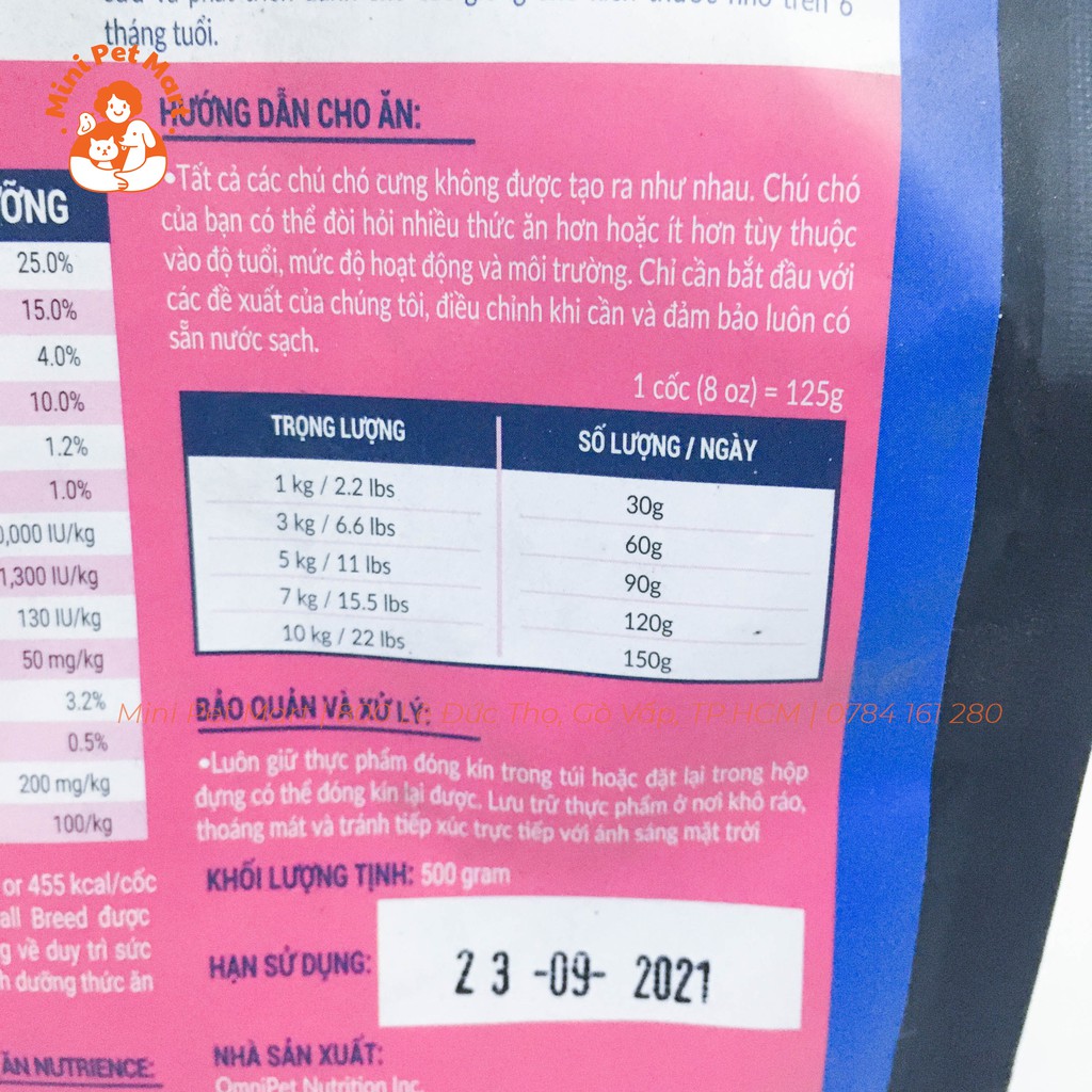 [500g] Thức ăn hạt cho chó giống nhỏ NUTRIENCE - Vị thịt gà và rau củ