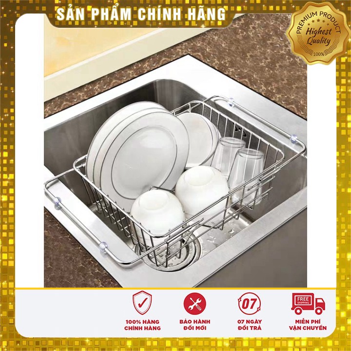 RỔ ÚP CHÉN BÁT INOX 304 để NGANG bồn rửa.