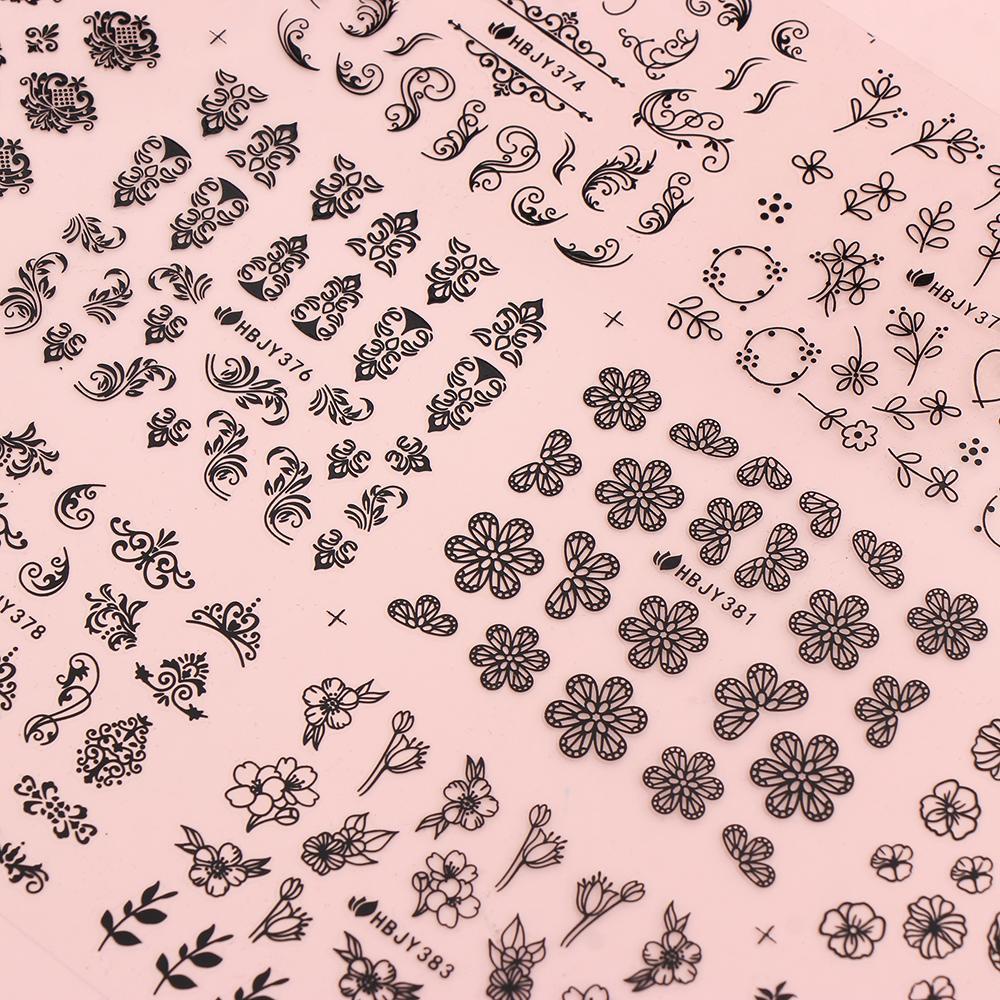 Đề Can 3D 12 Màu Trắng / Đen Dán Móng Nghệ Thuật