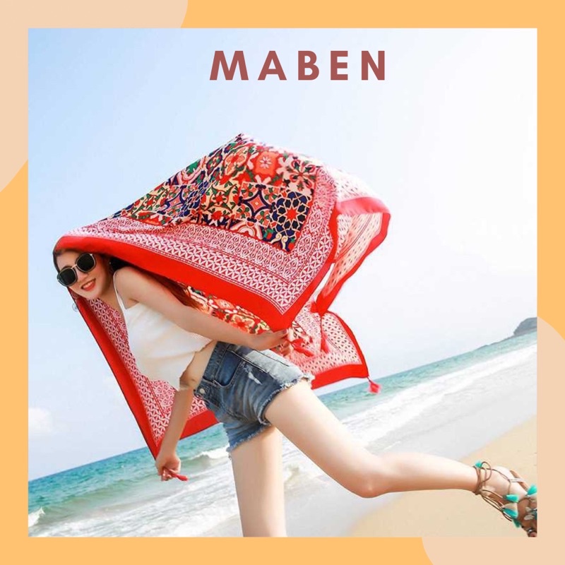 Khăn choàng cổ in hoa văn thổ cẩm size 90x180cm