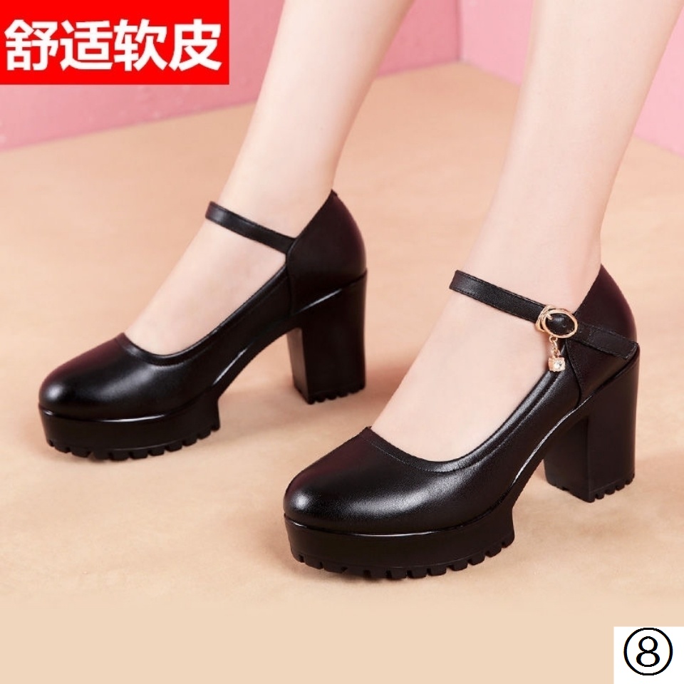 Giày Cao Gót Bằng Da Thật Đế Mềm Dày Dặn Thoải Mái Có Khóa Cài Thời Trang Xuân Thu Cho Nữ