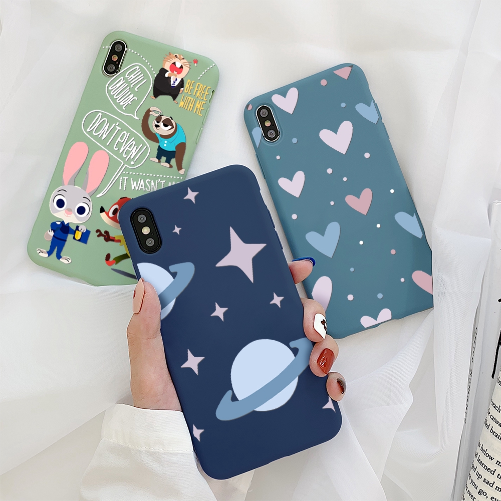 Ốp điện thoại silicon màu nhám in hình dễ thương cho iPhone 6 6s 7 8 X XS XS MAX XR | BigBuy360 - bigbuy360.vn